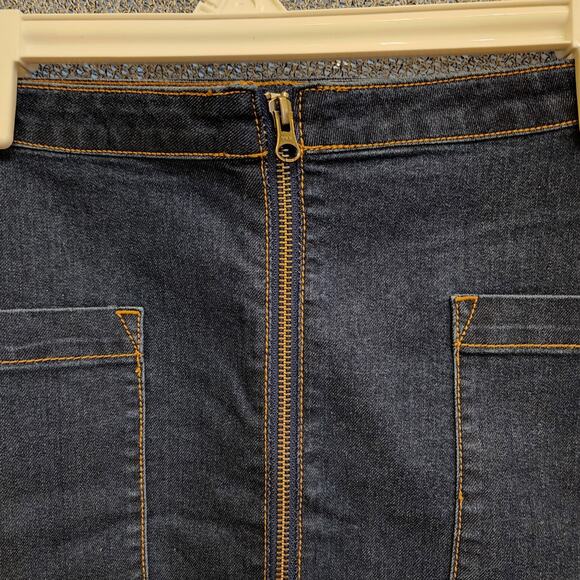 Refuge Skirt Juniors SMALL Denim Blue Jean Full Zipper Stretchy Pockets Casual - Picture 4 of 9